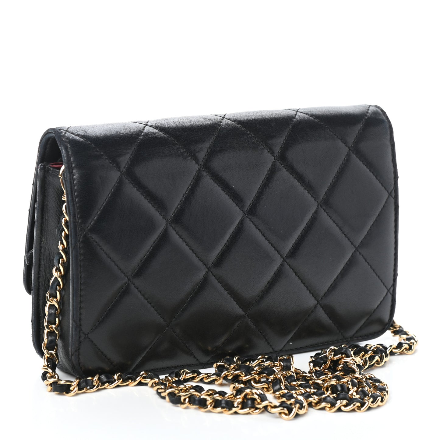 Lambskin Quilted Golden Class Wallet on Chain WOC Black