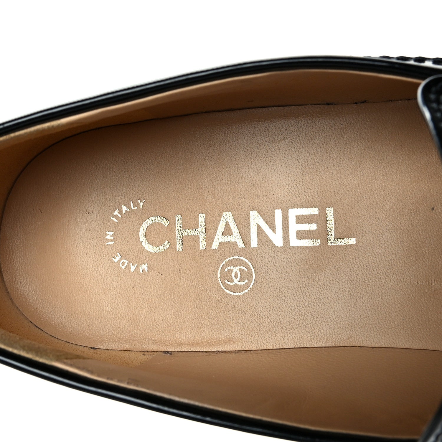 Chanel Shiny Calfskin Logo Loafers 40.5 Black 7 of 11
