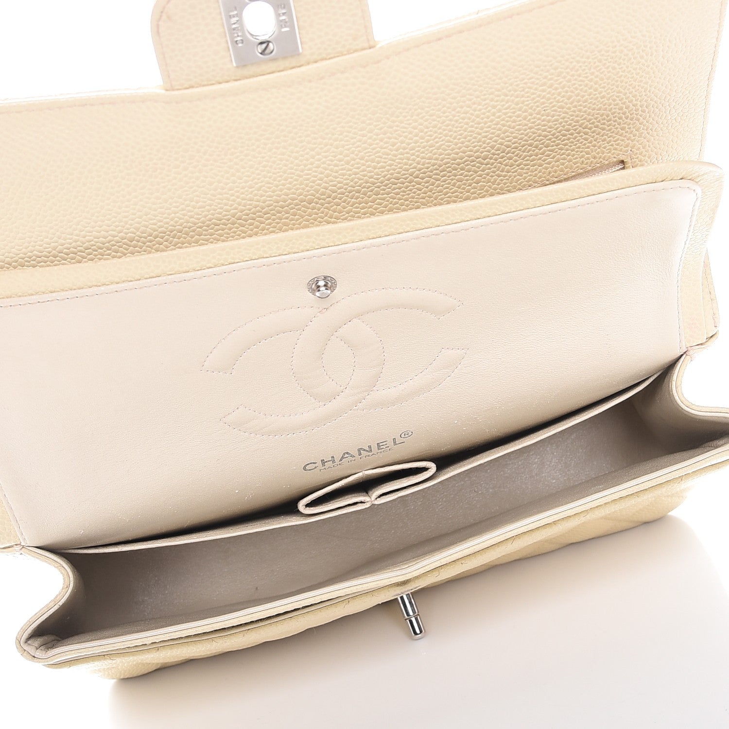 Chanel Caviar Quilted Medium Double Flap Beige Clair 6 of 12