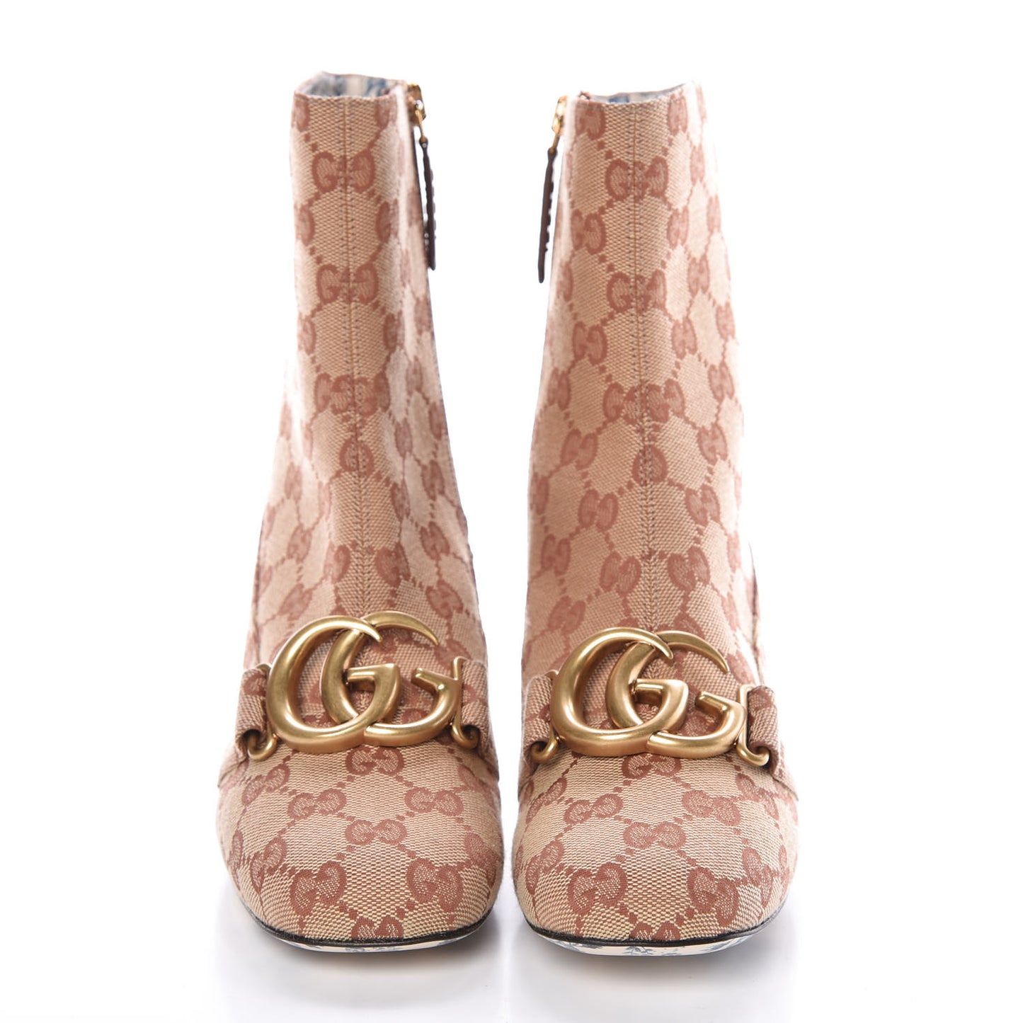 Monogram Malaga Kid GG Victoire 55mm Ankle Boots 36 Beige Ruggine Rust