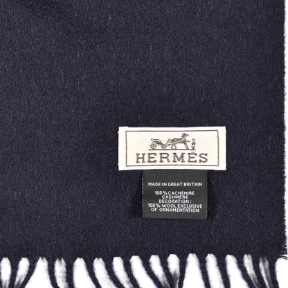 Hermes Cashmere Mr Farrier Patch Detail Muffler Marine 4 of 4