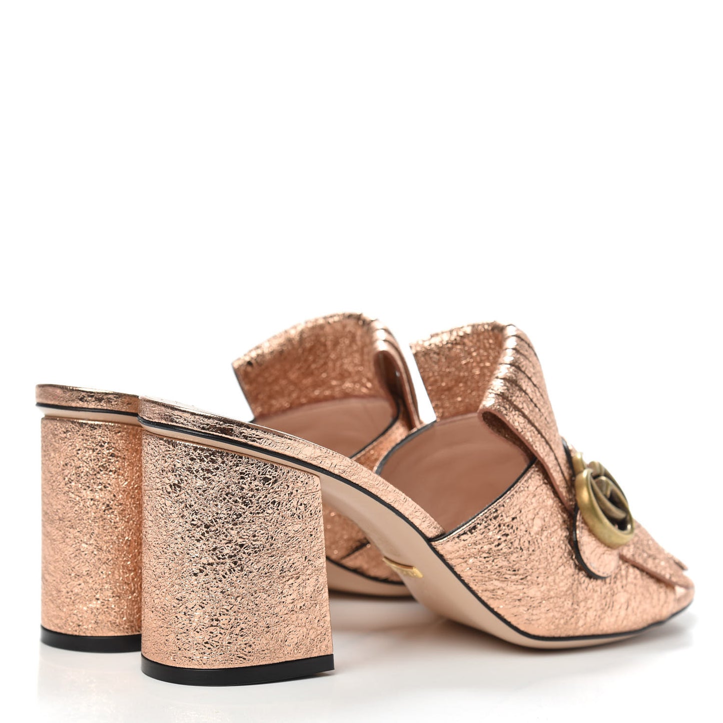 Galassia GG Marmont Fringe 75mm Slide Sandals 40.5 Salmone