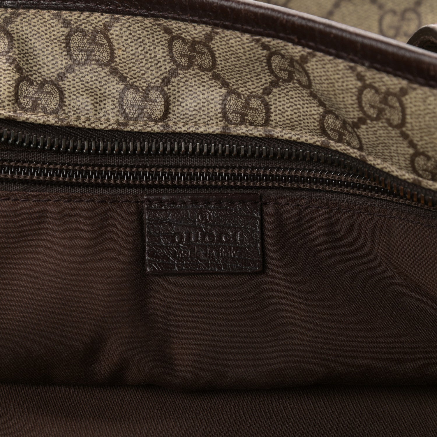Gucci GG Plus Monogram Medium Zippered Shopping Tote Dark Brown 6 of 12