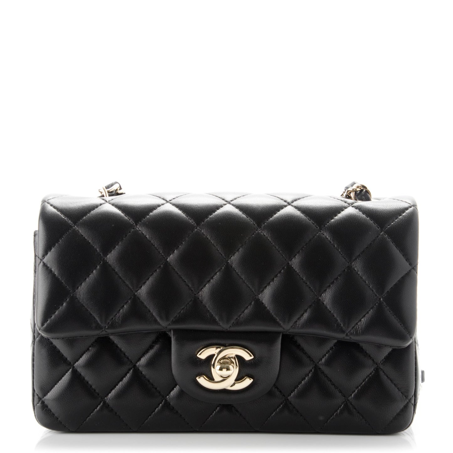 Lambskin Quilted Mini Rectangular Flap Black