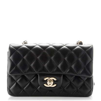 Chanel Lambskin Quilted Mini Rectangular Flap Black 1 of 8
