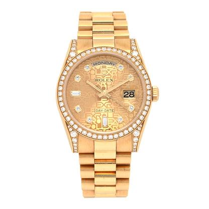 Rolex 18K Yellow Gold Diamond 36mm Oyster Perpetual Day-Date President Watch Champagne Jubilee 118388 1 of 5