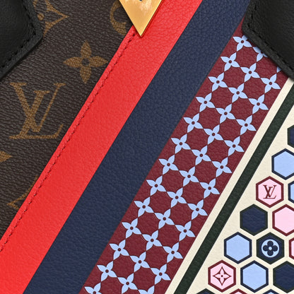 Louis Vuitton Calfskin Monogram Kimono Tote MM Rouge Navy 22 of 28