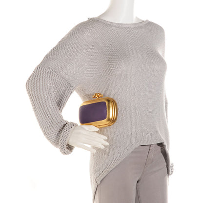 Bottega Veneta Gilded Waxed Leather Knot Clutch Purple 2 of 7