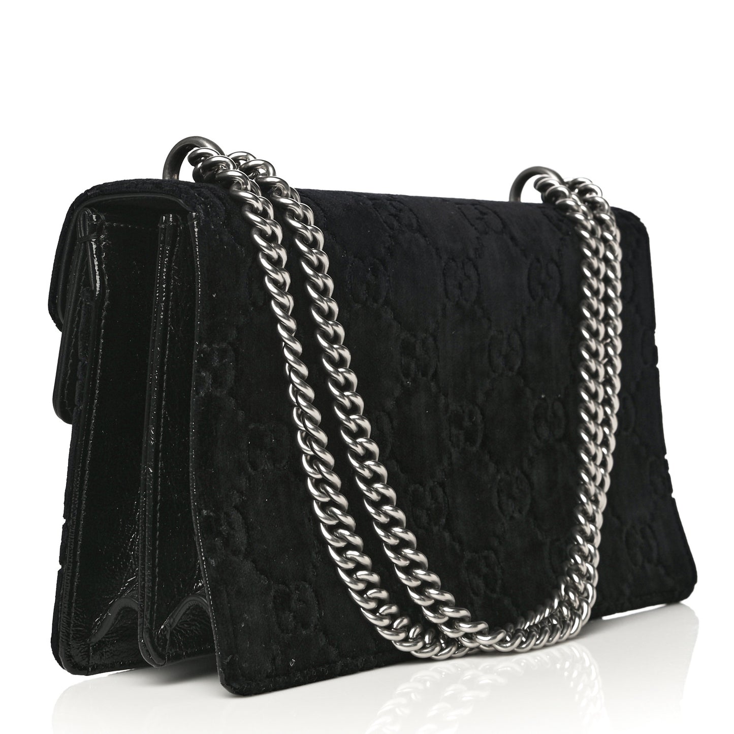 Velvet GG Monogram Small Dionysus Shoulder Bag Black