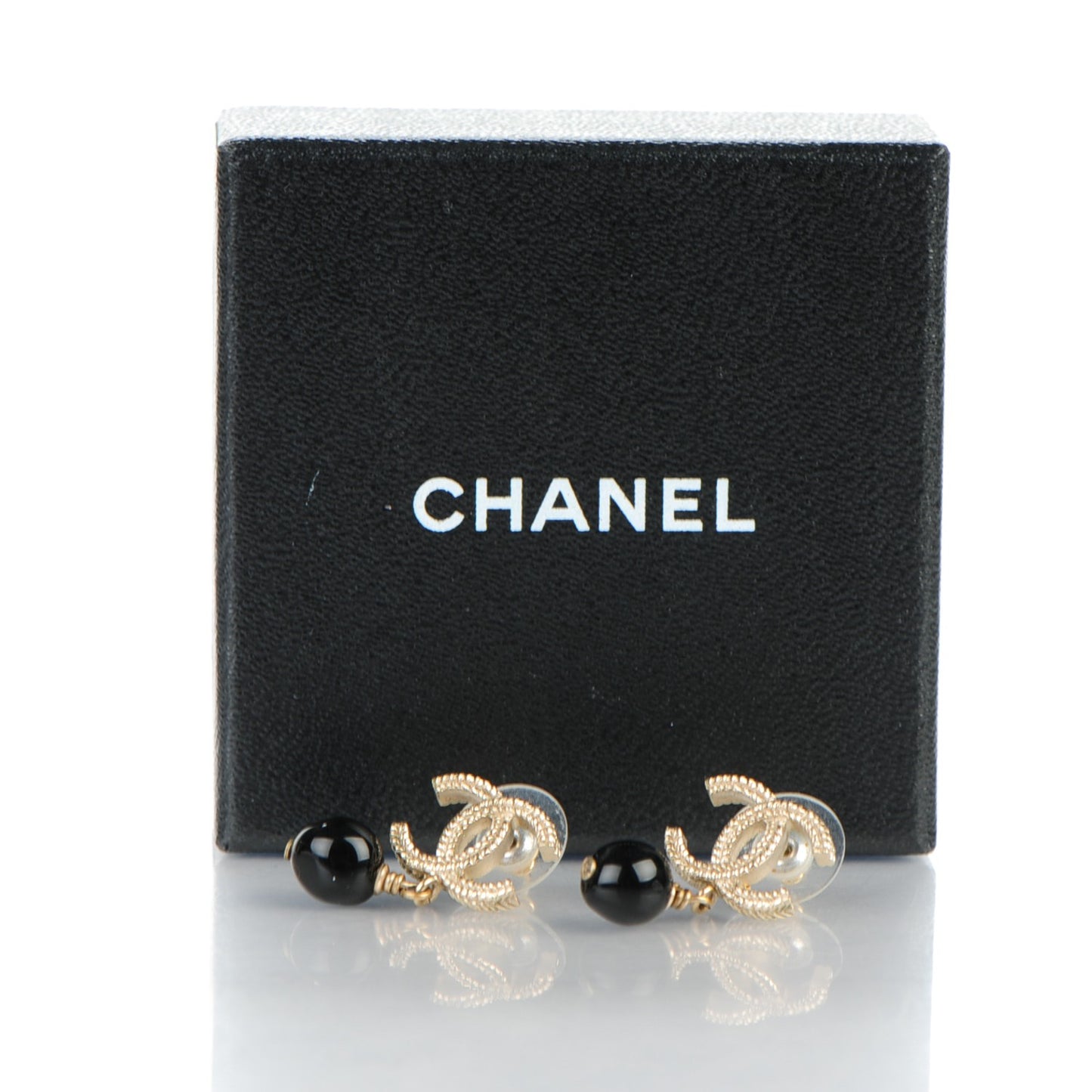 CC Bead Drop Earrings Gold Black