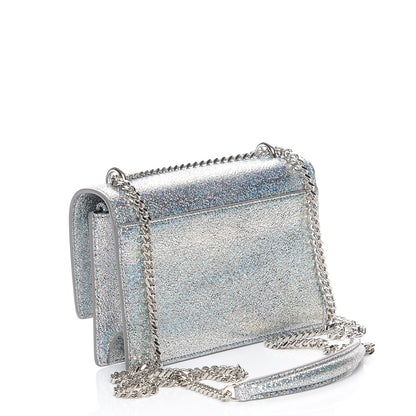 Saint Laurent Metallic Crackled Calfskin Monogram Sunset Chain Wallet Star Light 3 of 9