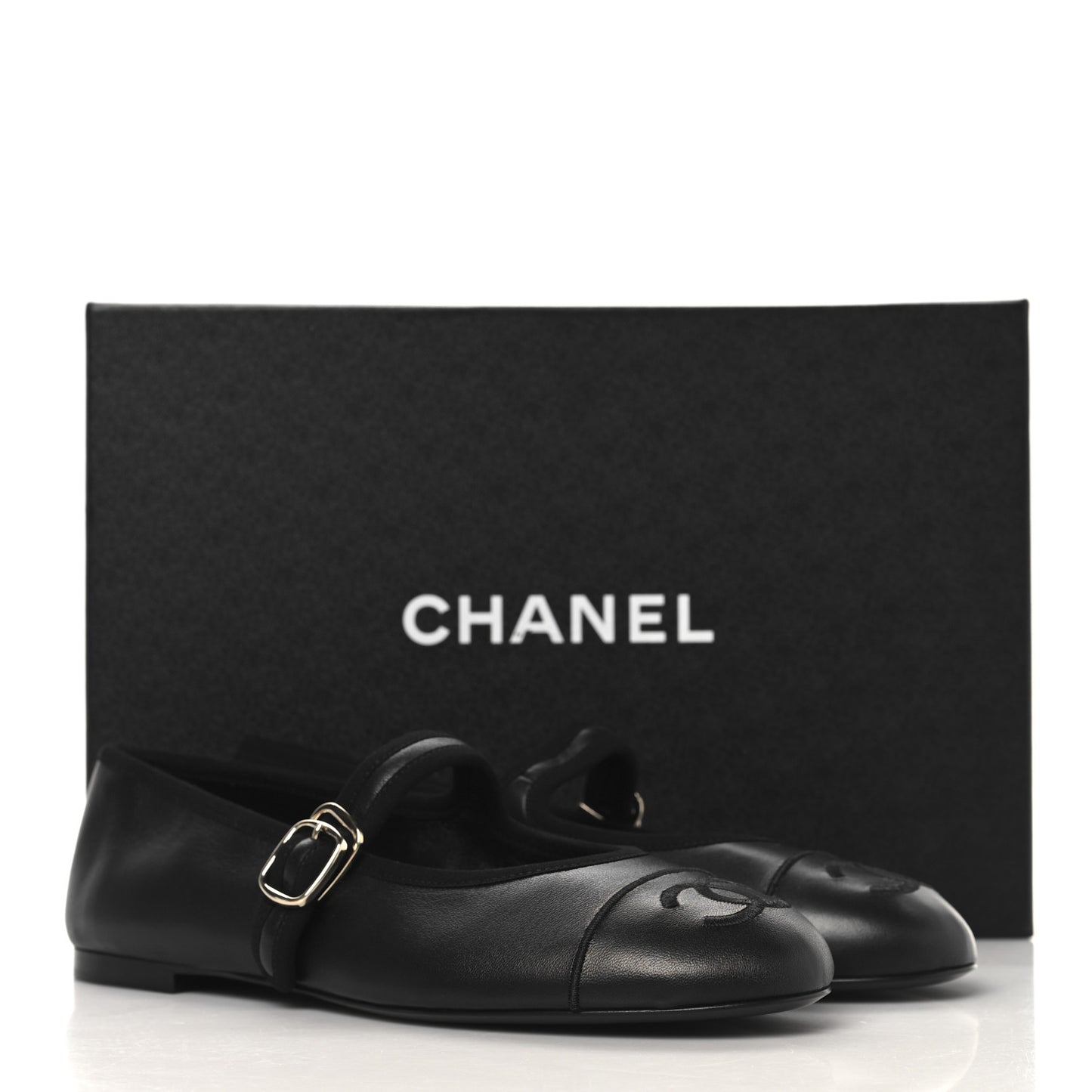 Lambskin Mary Jane Flats 38 Black
