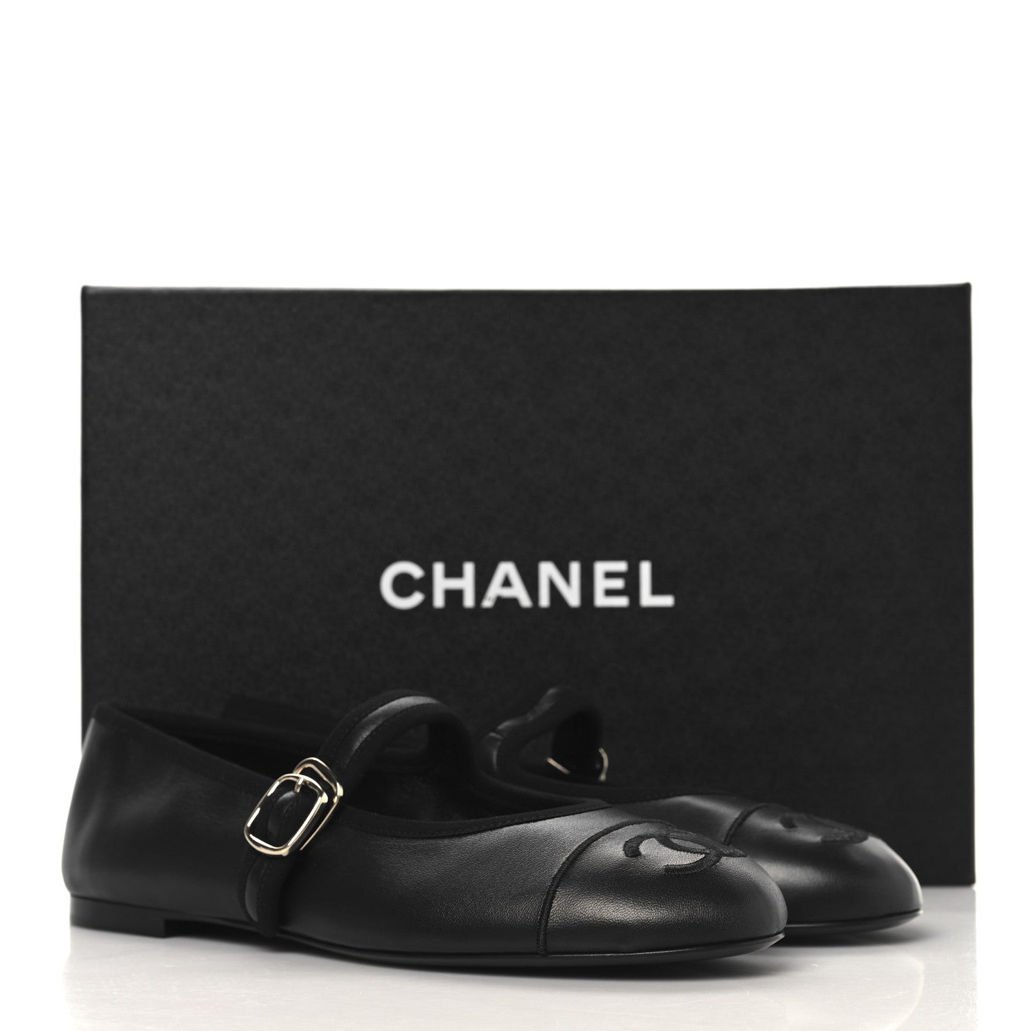 Chanel Lambskin Mary Jane Flats 38 Black 10 of 10