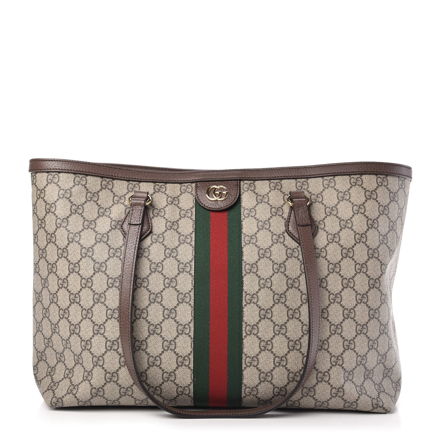 Gucci GG Supreme Monogram Medium Ophidia Shopping Tote Brown 1 of 10