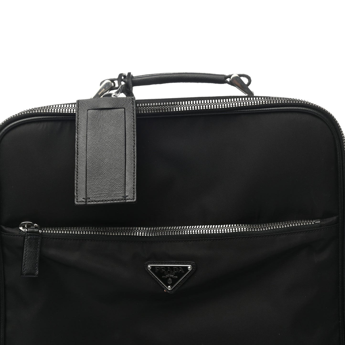 Tessuto Nylon Saffiano Trolley Luggage Black