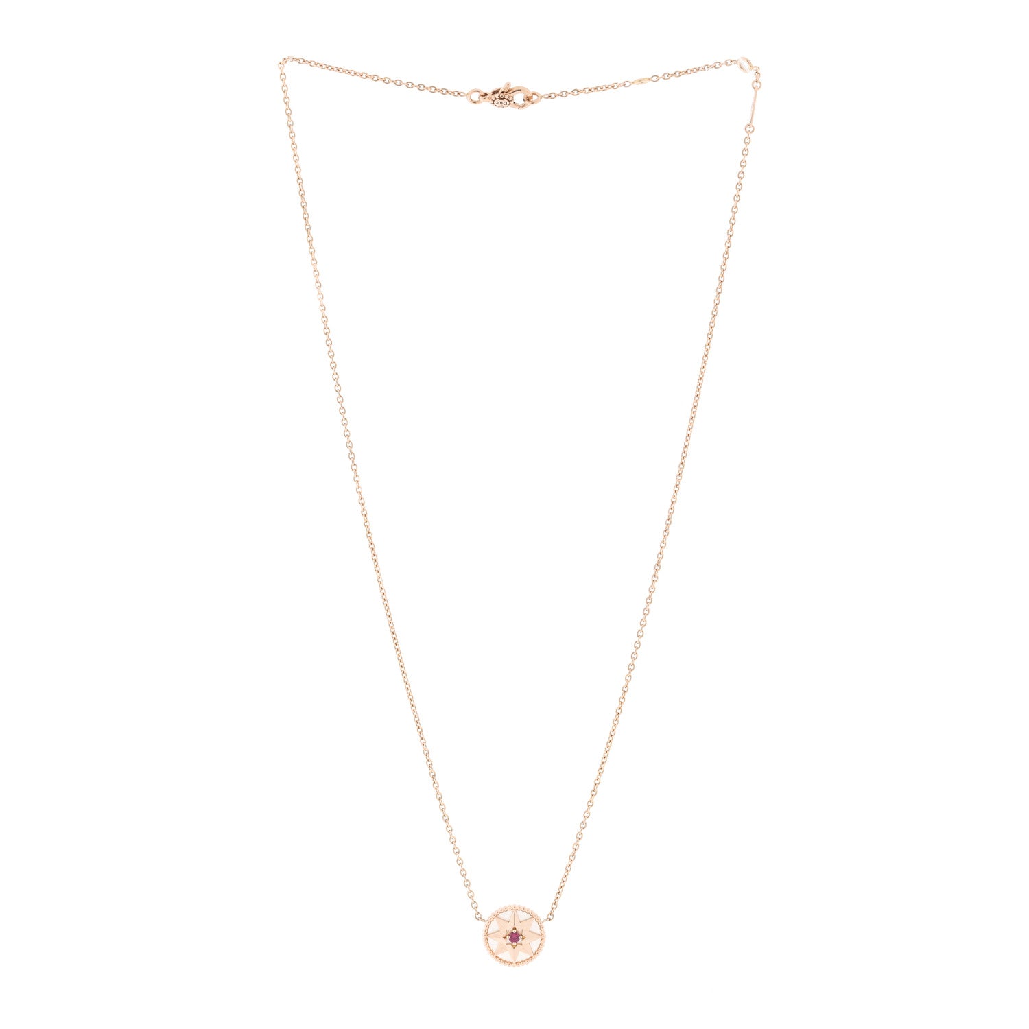 Christian Dior 18K Rose Gold Ruby Mother of Pearl Rose Des Vents Necklace 3 of 7