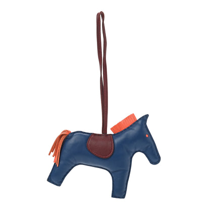 Hermes Milo Lambskin Grigri Rodeo Horse Bag Charm GM Bleu de Malte Rouge H Orange Poppy 1 of 4