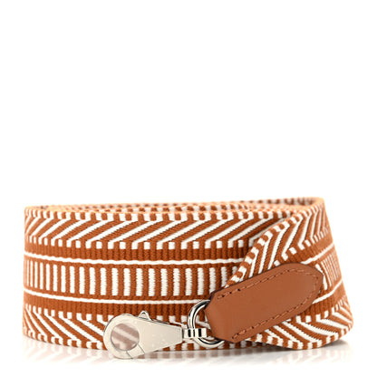 Hermes Toile Swift 50mm Sangle Cavale Shoulder Strap Ecru Beige Gold 1 of 5