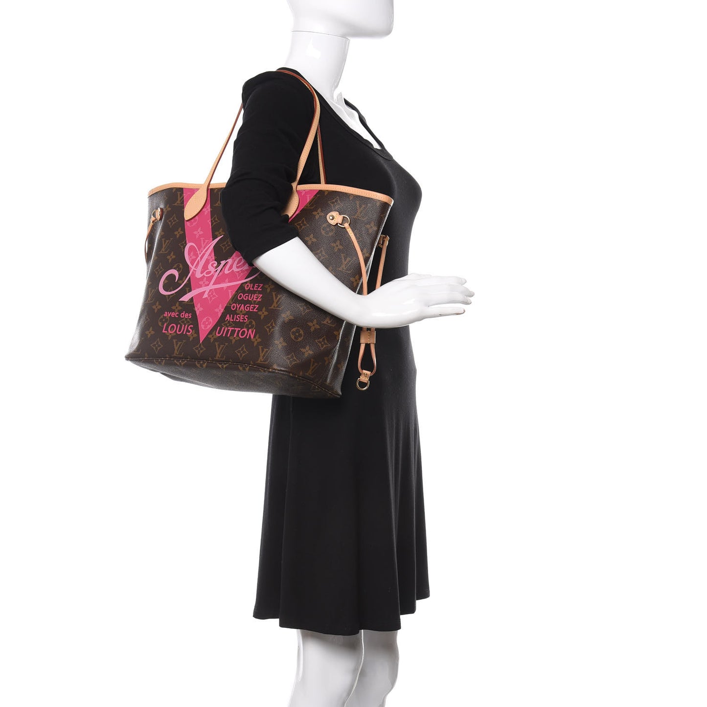 Monogram Aspen V Neverfull MM Hot Pink
