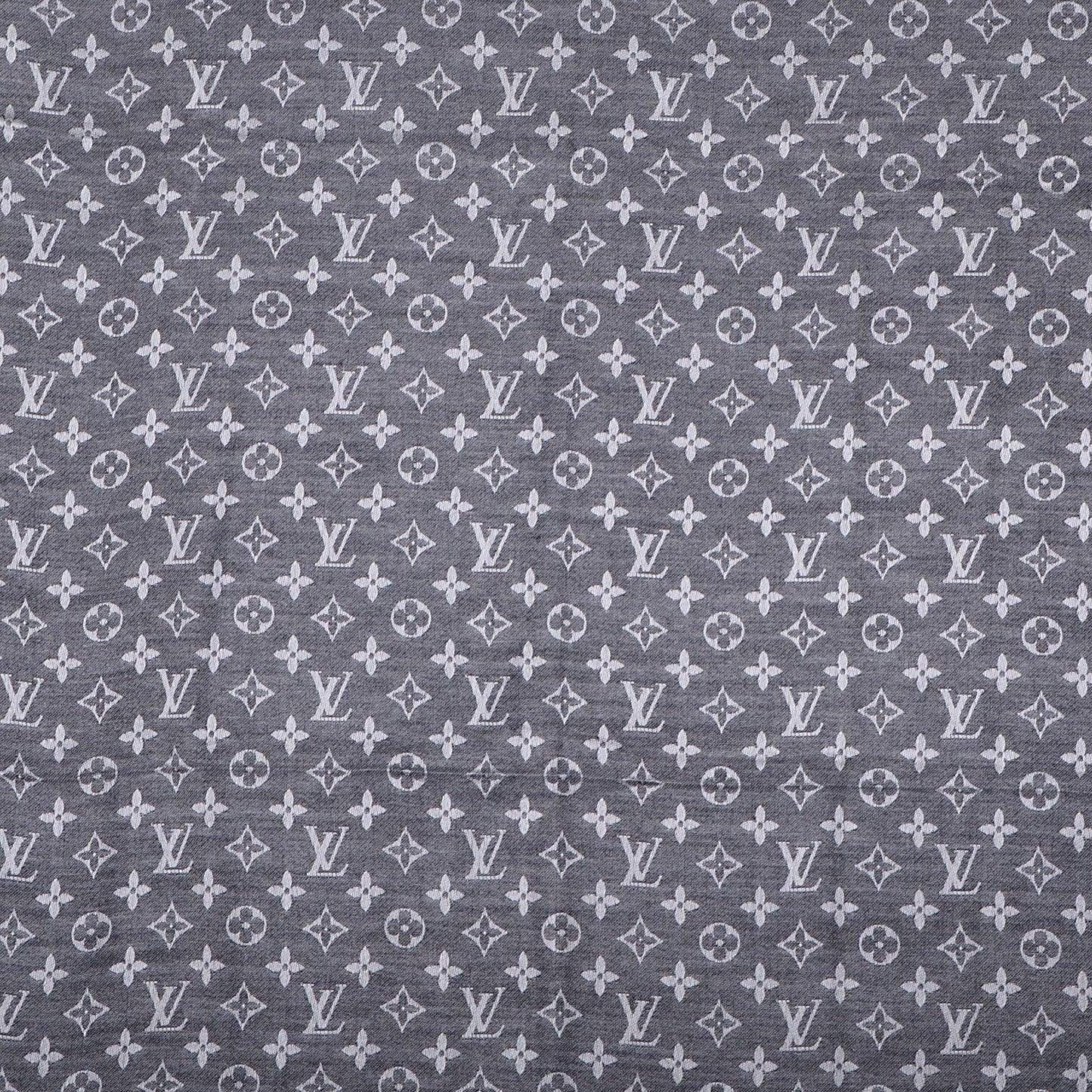 Wool Silk Monogram Denim Shawl Black