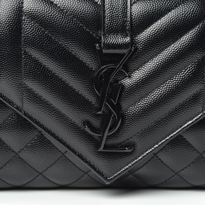 Saint Laurent Grain De Poudre Tri-Quilt Monogram Small College Bag Black 10 of 10