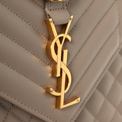 Saint Laurent Grain De Poudre Textured Mixed Matelasse Medium Triquilt Monogram Satchel Dark Beige 10 of 13