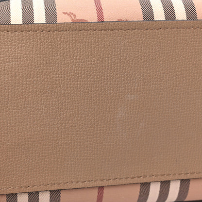 Burberry Grainy Calfskin Haymarket Check Medium Reversible Tote Camel 16 of 17