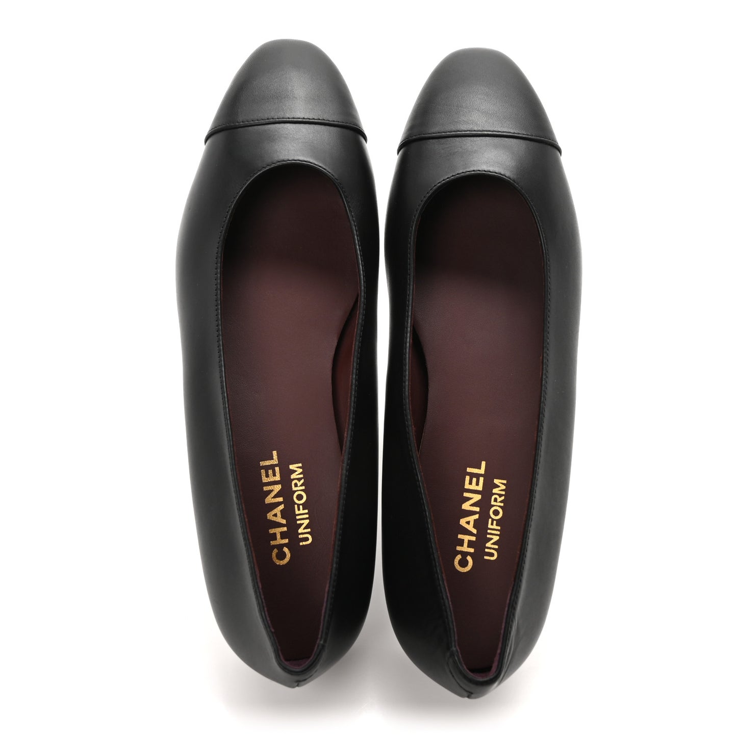 Lambskin Cap Toe Ballerina Flats 39 Black