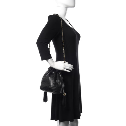 Chanel Lambskin Stitched Tassel Drawstring Pouch Black 2 of 10