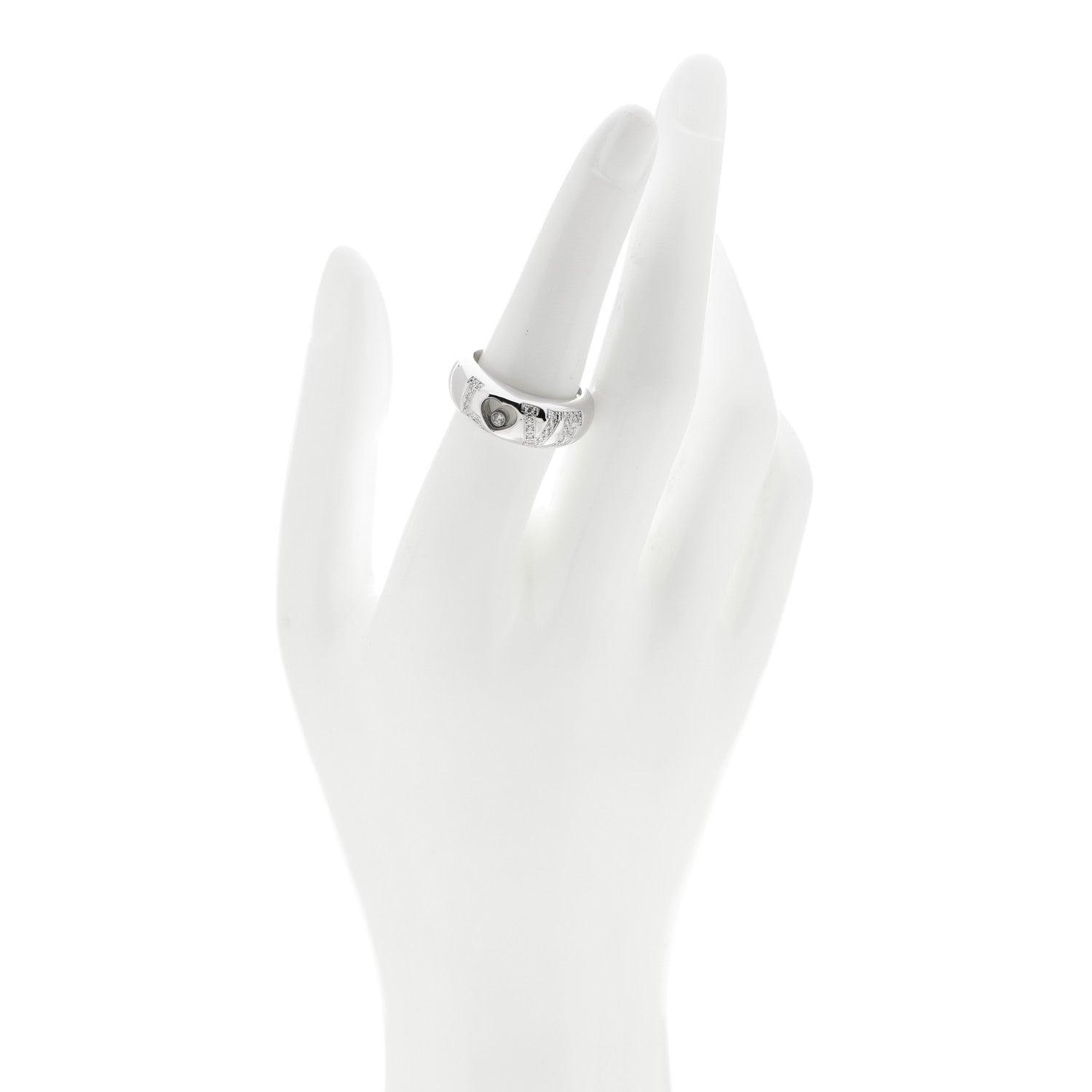 Chopard 18K White Gold Happy Diamonds Love Heart Band Ring 54 7 2 of 5