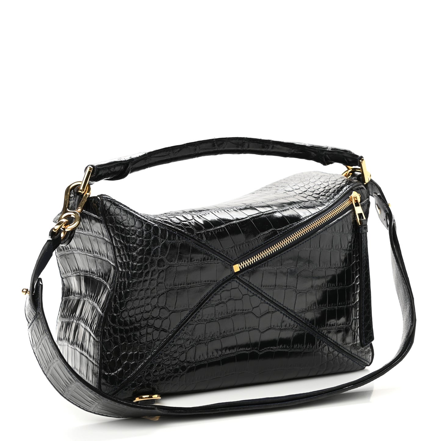 Crocodile Medium Puzzle Bag Black