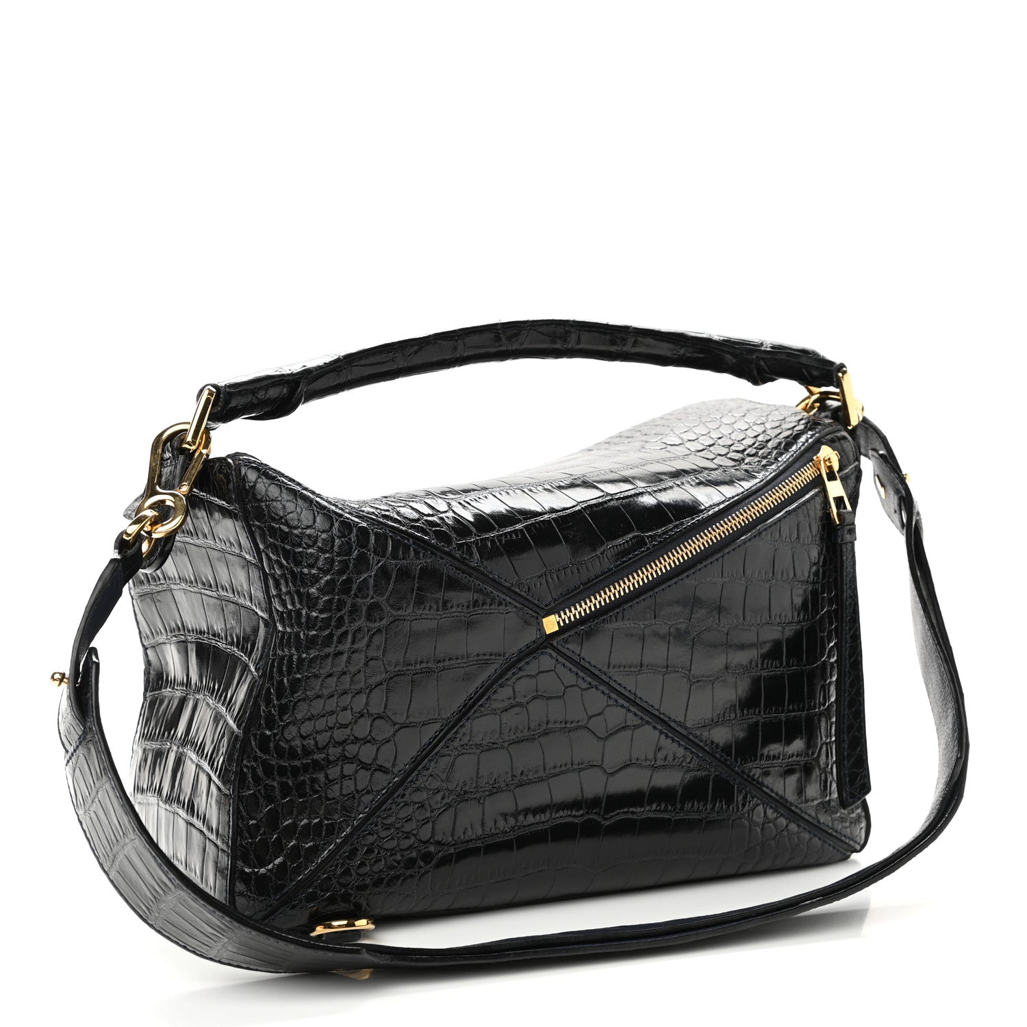 Loewe Crocodile Medium Puzzle Bag Black 3 of 9