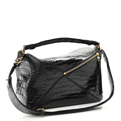 Loewe Crocodile Medium Puzzle Bag Black 3 of 9