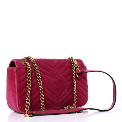 Gucci Velvet Matelasse Small GG Marmont Shoulder Bag Light Raspberry Rose 3 of 20