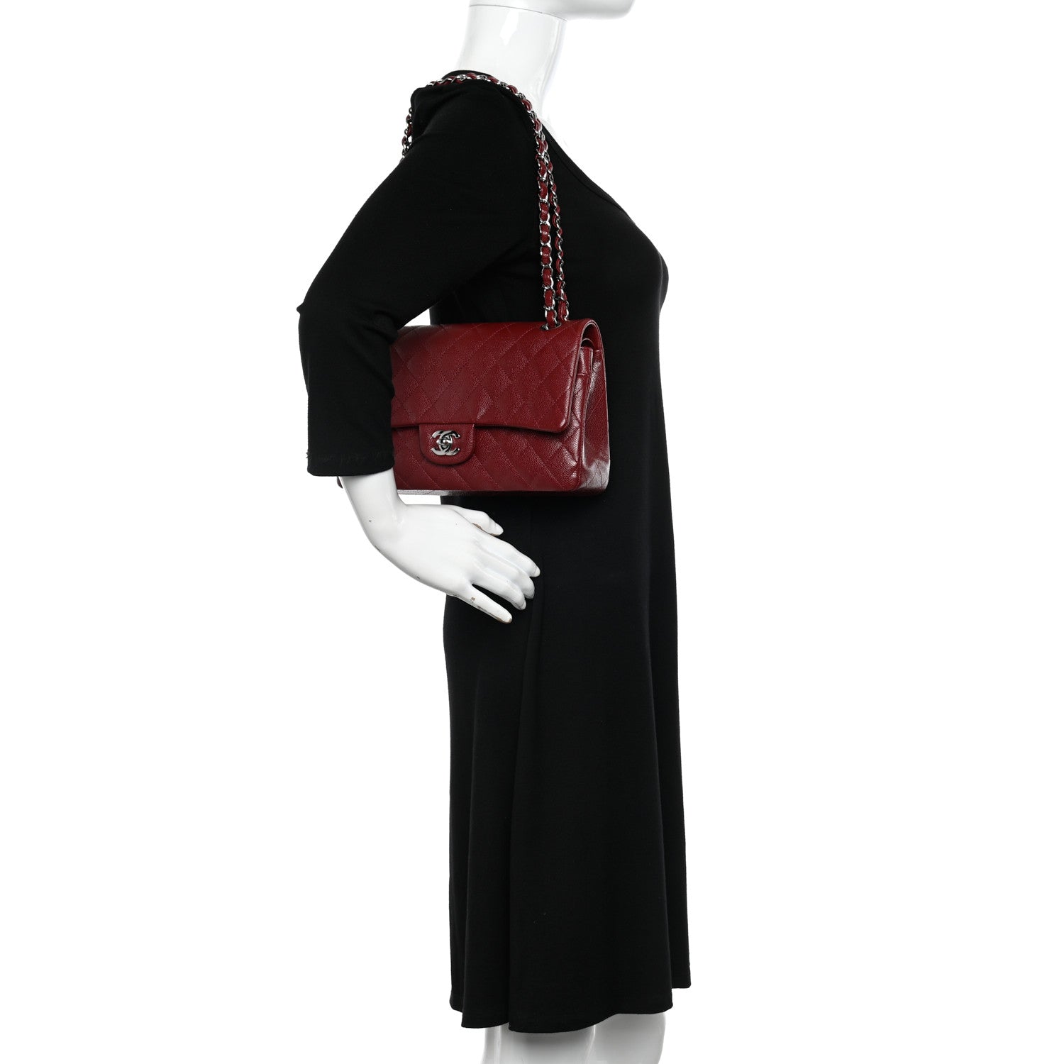 Chanel Caviar Quilted Medium Double Flap Burgundy 2 of 10