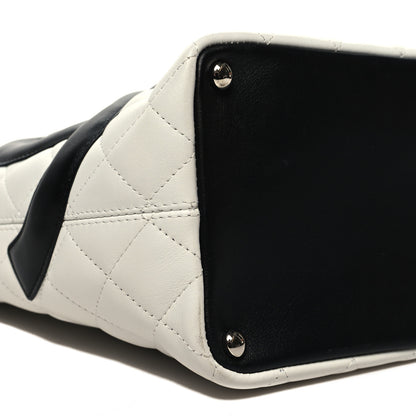 Chanel Calfskin Quilted Medium Cambon Tote White Black 9 of 10