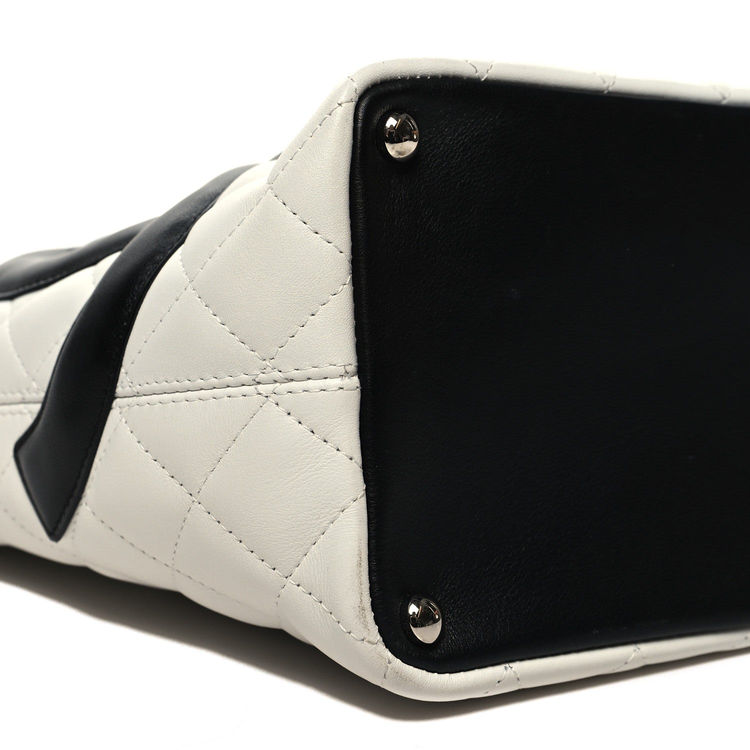 Chanel Calfskin Quilted Medium Cambon Tote White Black 9 of 10
