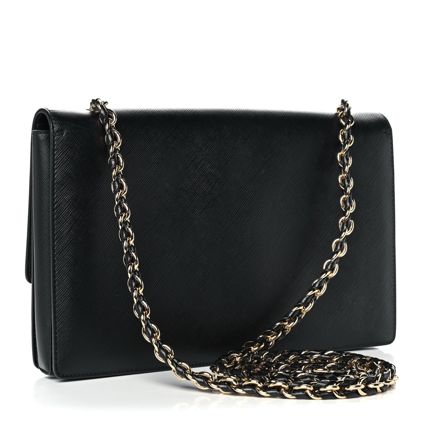 Printed Calfskin Vara Bow Chain Flap Crossbody Black