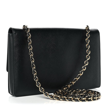 Salvatore Ferragamo Printed Calfskin Vara Bow Chain Flap Crossbody Black 2 of 15