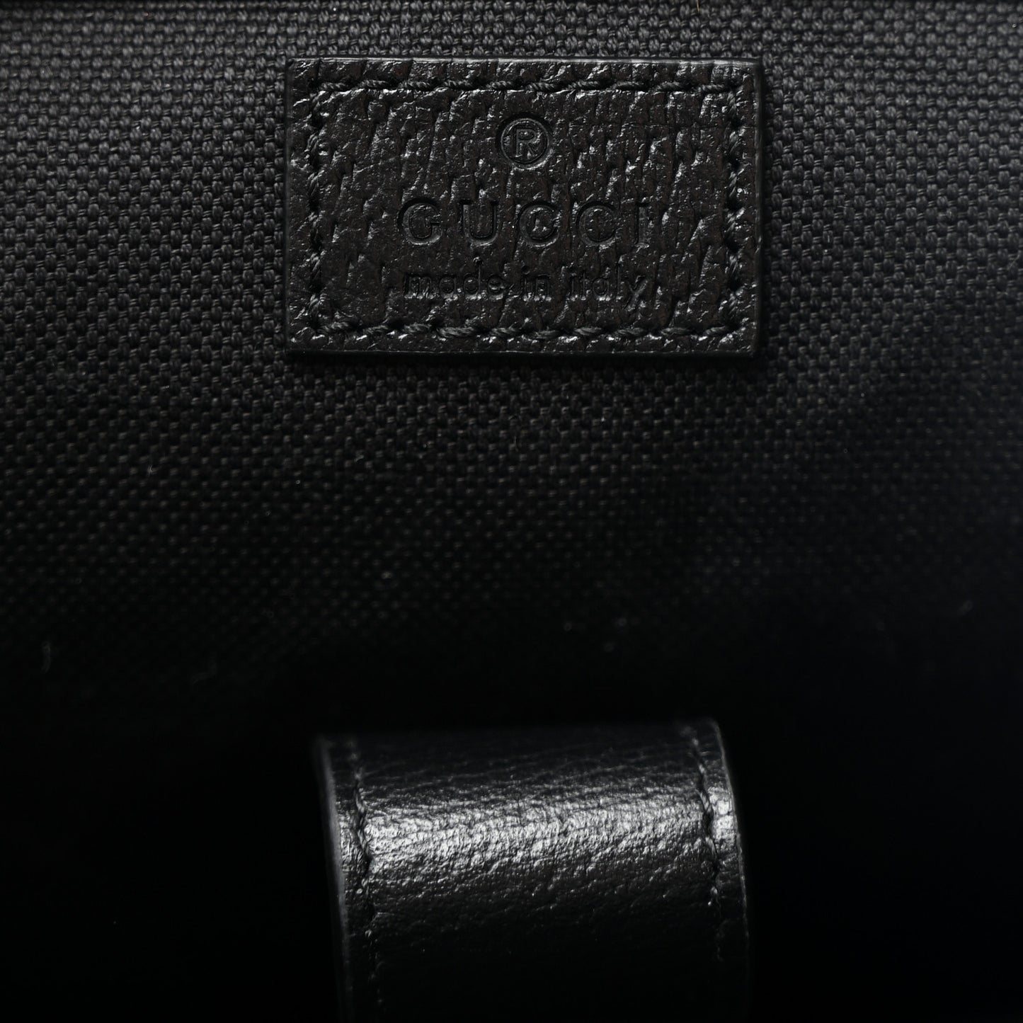 Monogram Jumbo GG Textured Dollar Calfskin Web Double Buckle Backpack Black