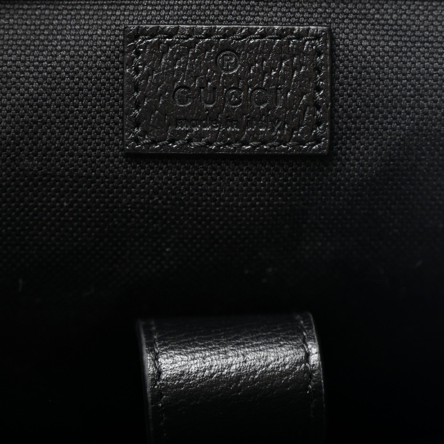 Gucci Monogram Jumbo GG Textured Dollar Calfskin Web Double Buckle Backpack Black 6 of 10