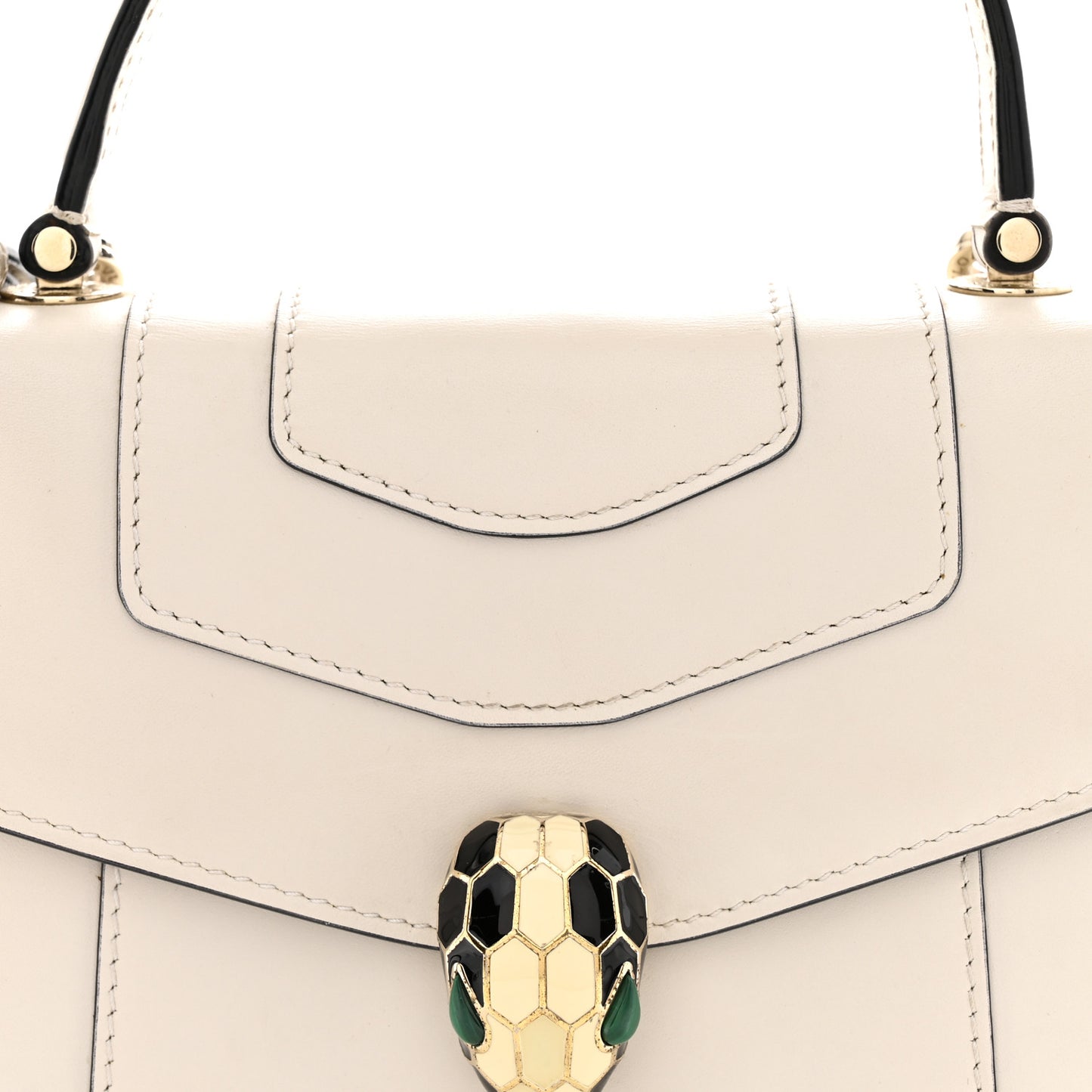 Calfskin Serpenti Forever Top Handle White