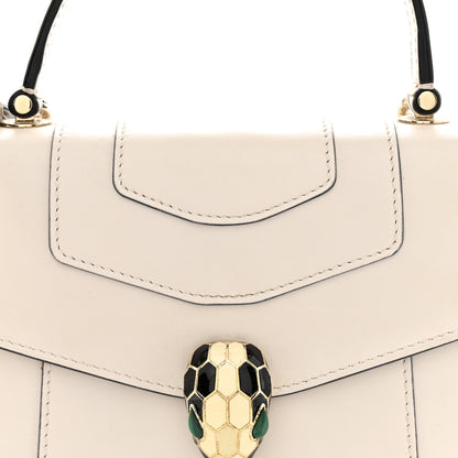 Bulgari Calfskin Serpenti Forever Top Handle White 9 of 12