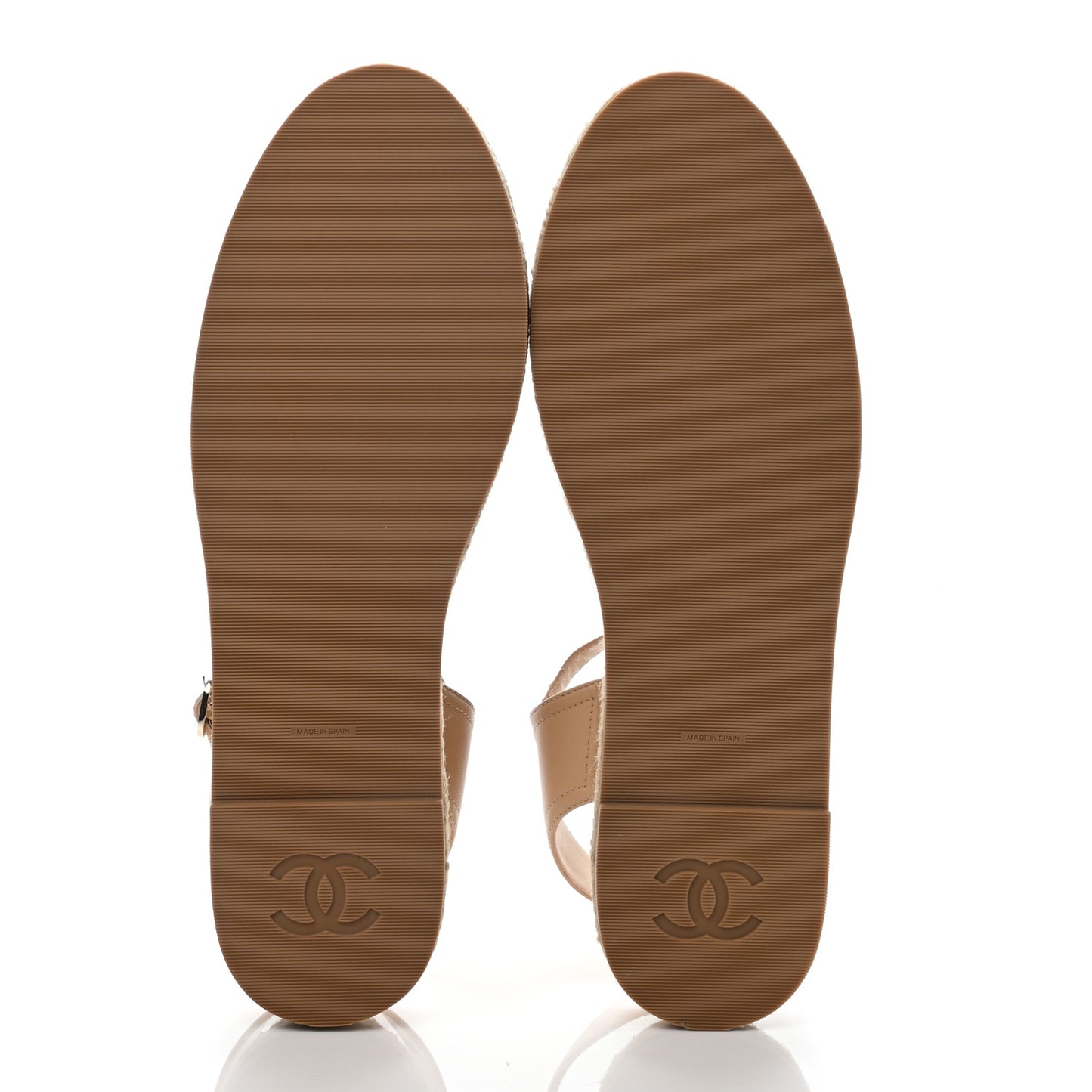 Lambskin Cap Toe CC Espadrille Sandals 41 Beige Black