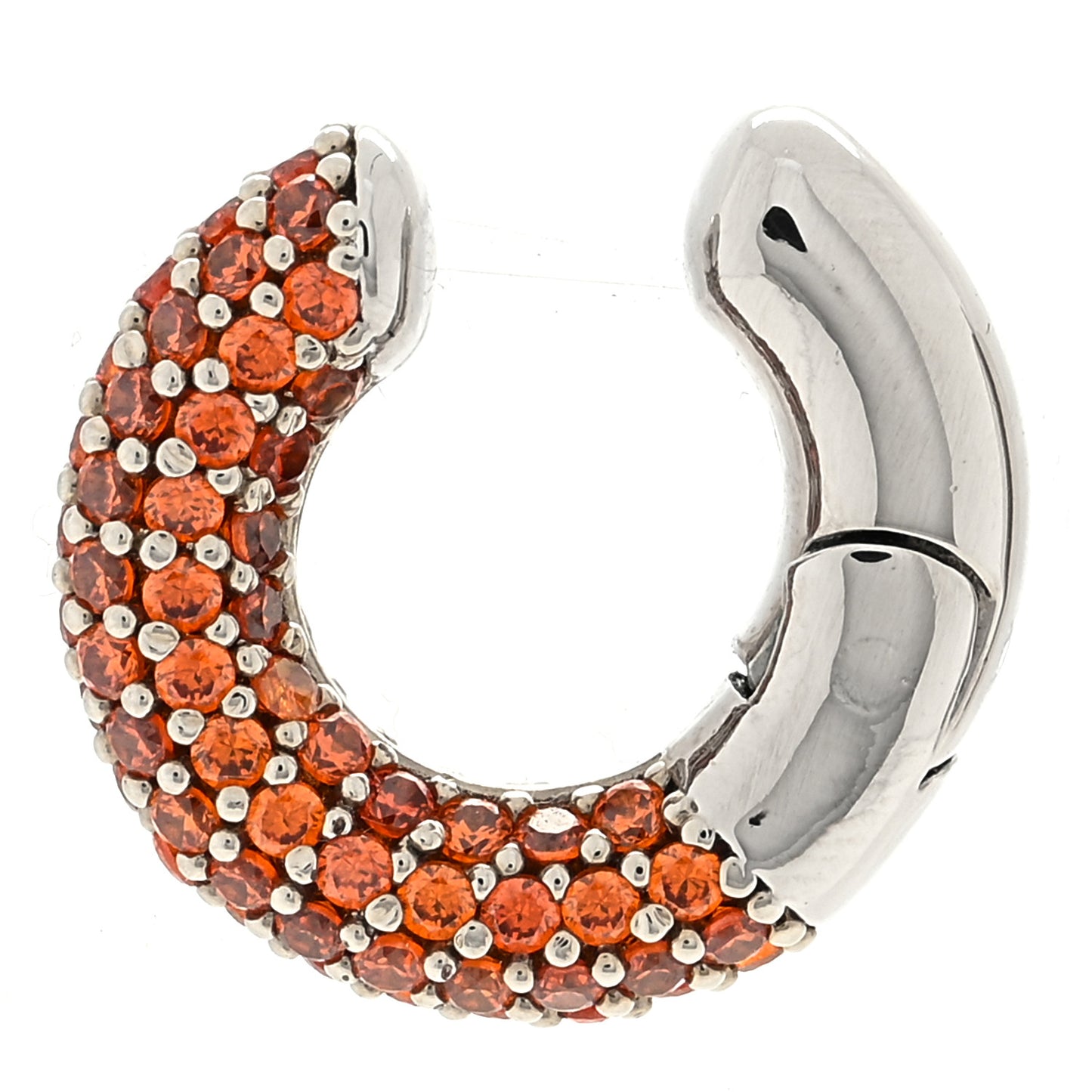 Metal Crystal Ear Cuff Orange Silver
