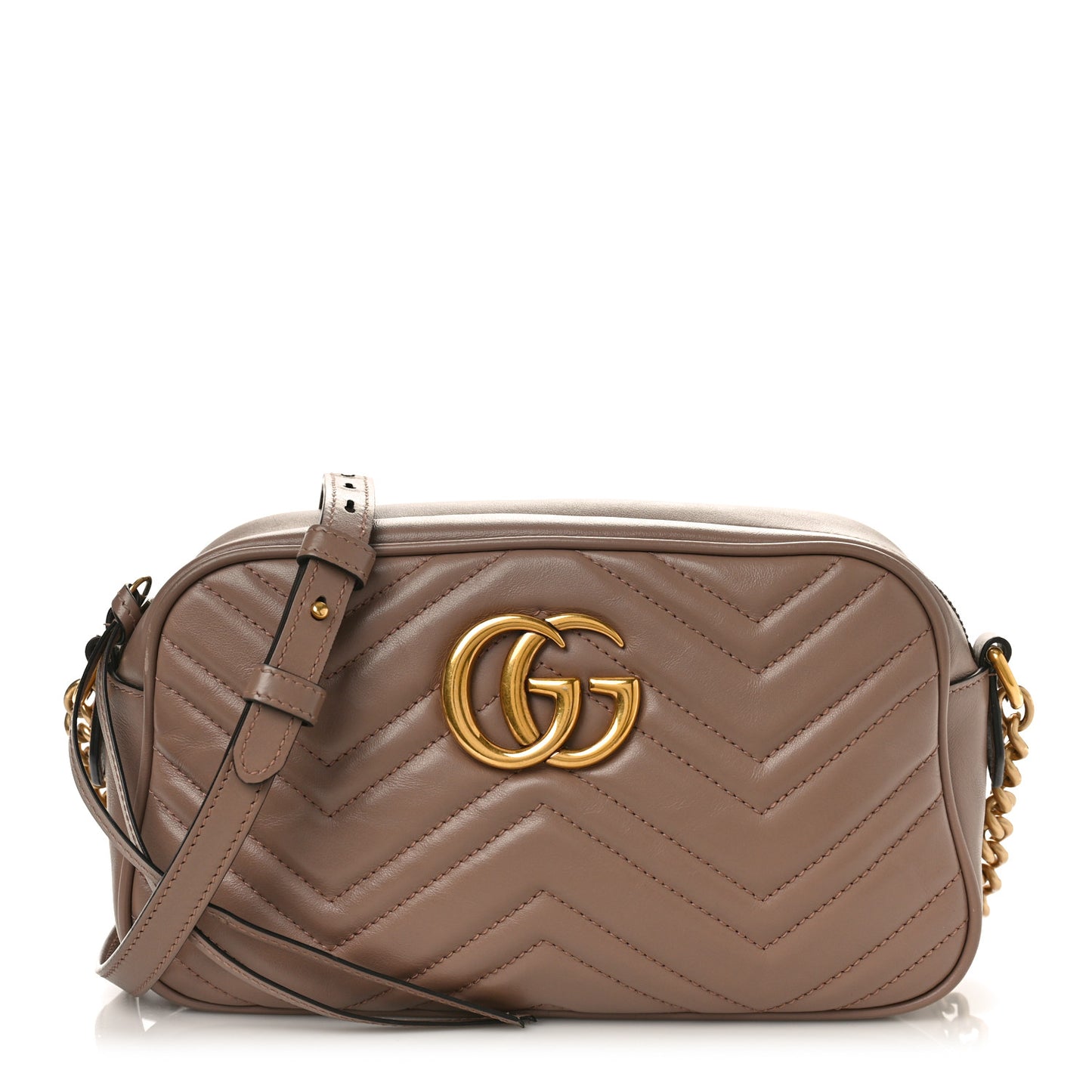 Calfskin Matelasse Small GG Marmont Chain Shoulder Bag Porcelain Rose