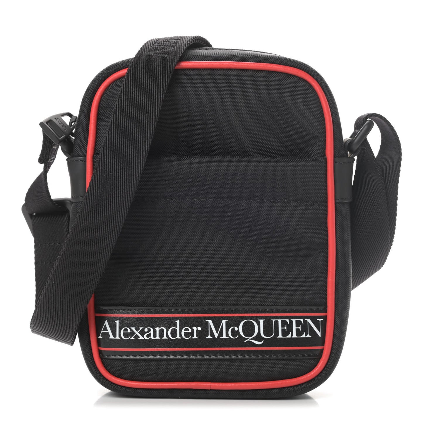 Nylon Mini Messenger Bag Black Red
