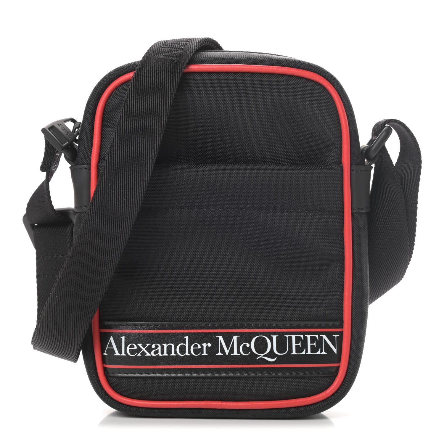 Alexander McQueen Nylon Mini Messenger Bag Black Red 1 of 10