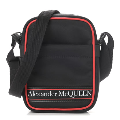Alexander McQueen Nylon Mini Messenger Bag Black Red 1 of 10