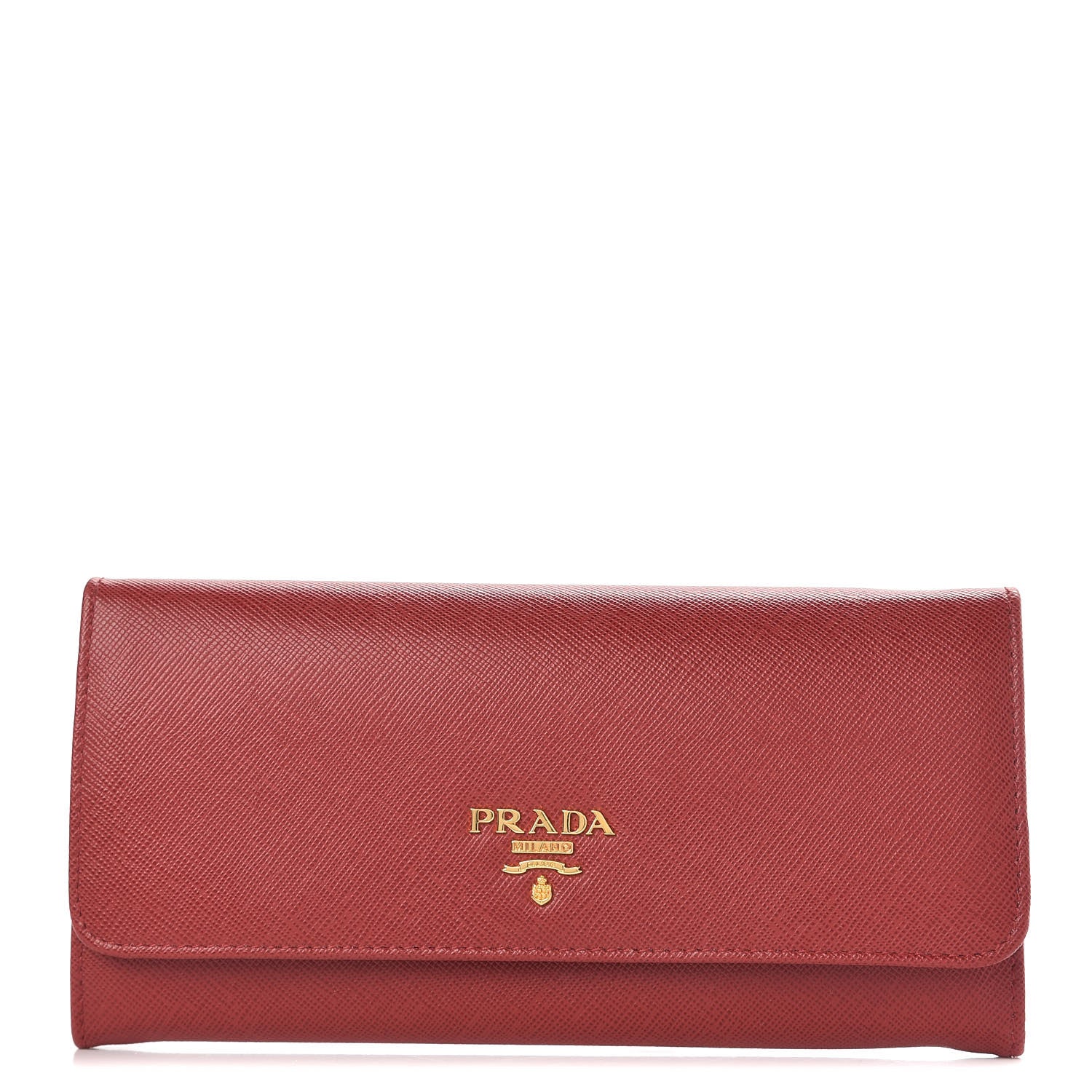 Prada Saffiano Metal Continental Flap Wallet Fuoco 1 of 8